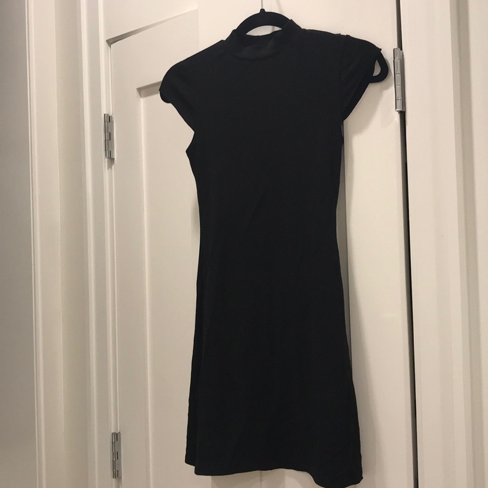 Reformation ribbed black dress